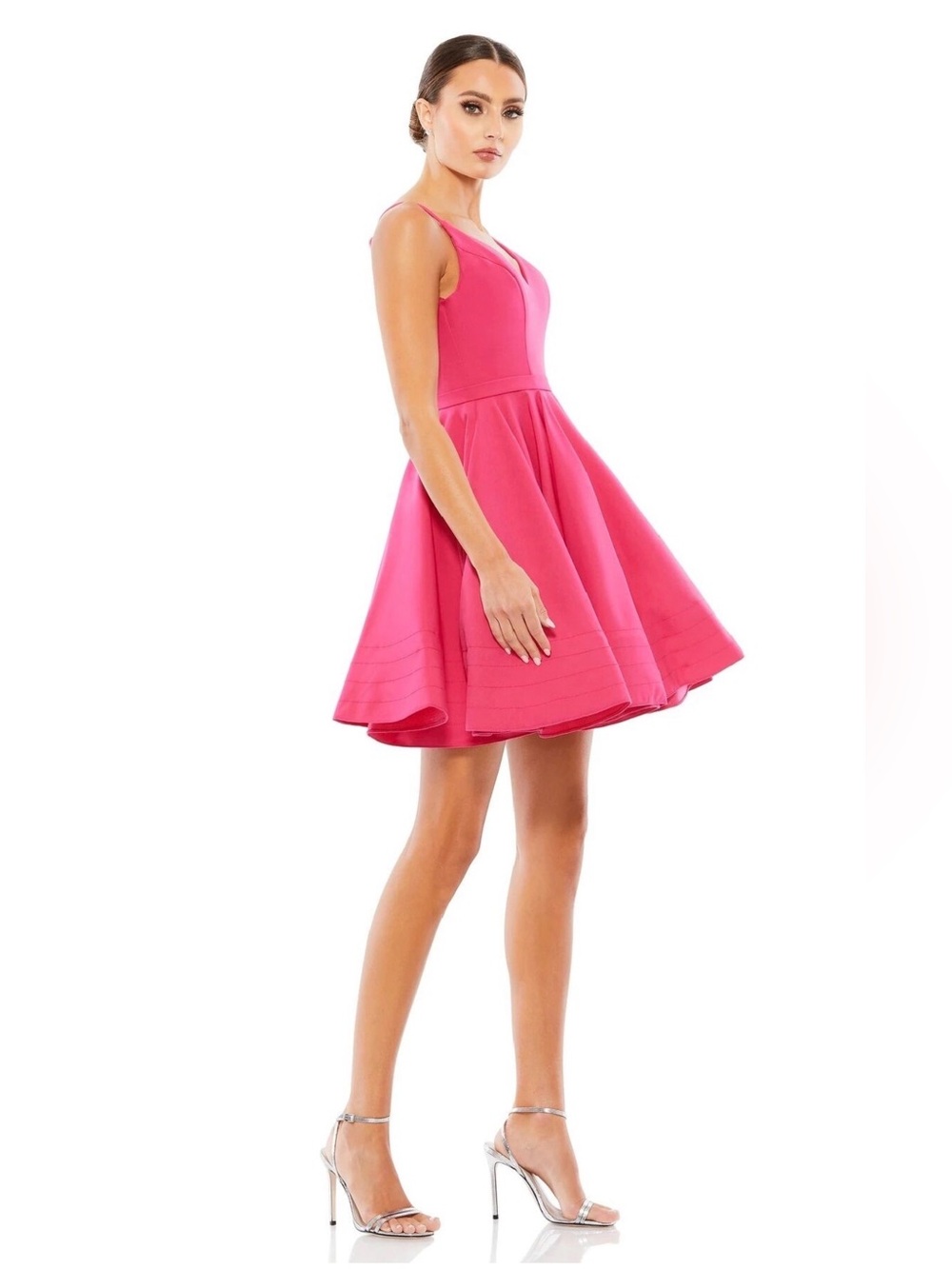 Mac Duggal Vibrant Pink Fit-and-Flare Mini Dress - Picture 5 of 8